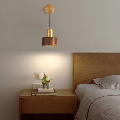 Ozawa Vintage Cilinder Wandlamp Hout/Metaal Goud Slaapkamer/Eetkamer/Woonkamer