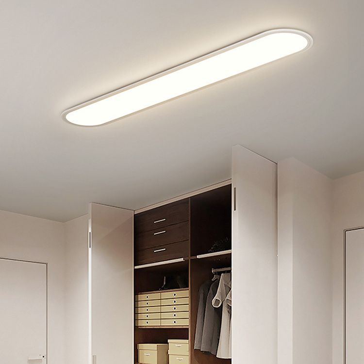 Edge Flush Mount Ceiling Light Oval Minimalist, Metal/Acrylic, White/Black, Dining Room
