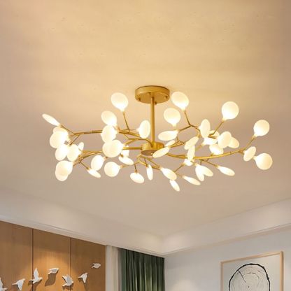 Olivia Design Bloem LED Hanglamp Zwart/Goud Metaal/Glas Slaap/Eet/Woonkamer