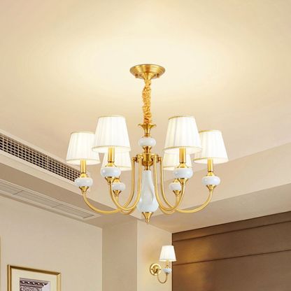 Alessio Retro Elegant Fabric Chandelier, Beige/Blue