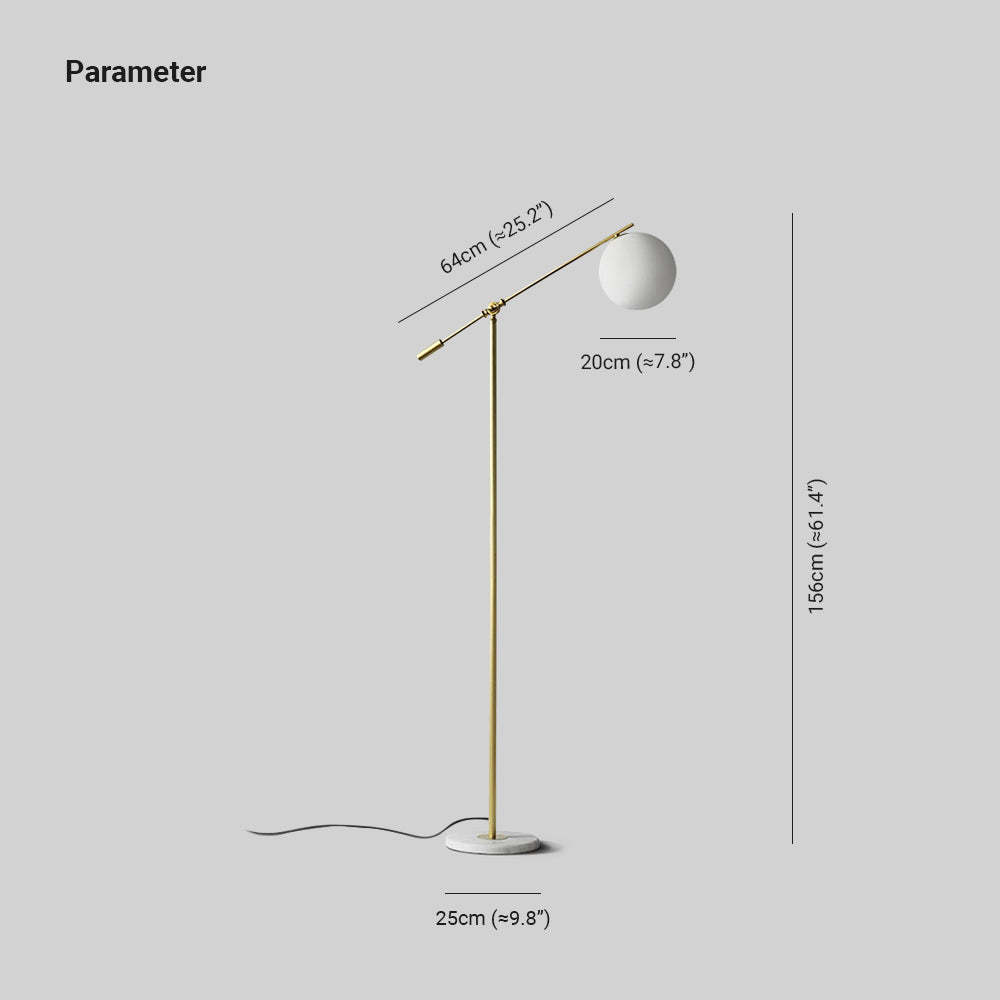 Valentina Moderne Bolvormige Vloerlamp Goud Metaal/Glas Slaapkamer
