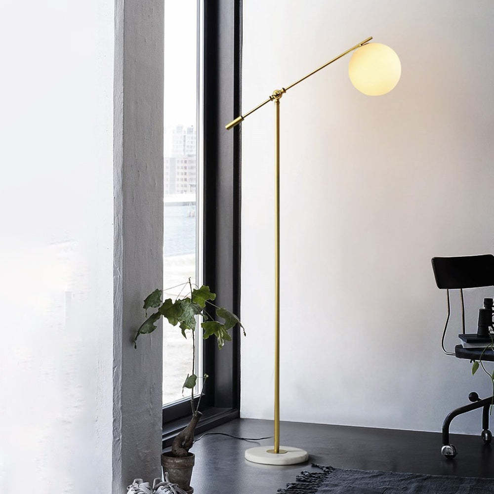 Valentina Moderne Bolvormige Vloerlamp Goud Metaal/Glas Slaapkamer