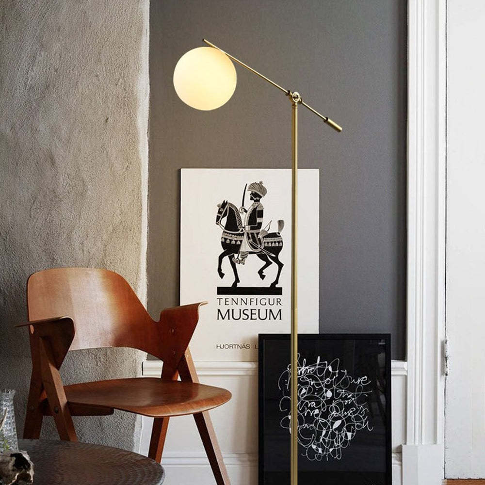 Valentina Moderne Bolvormige Vloerlamp Goud Metaal/Glas Slaapkamer