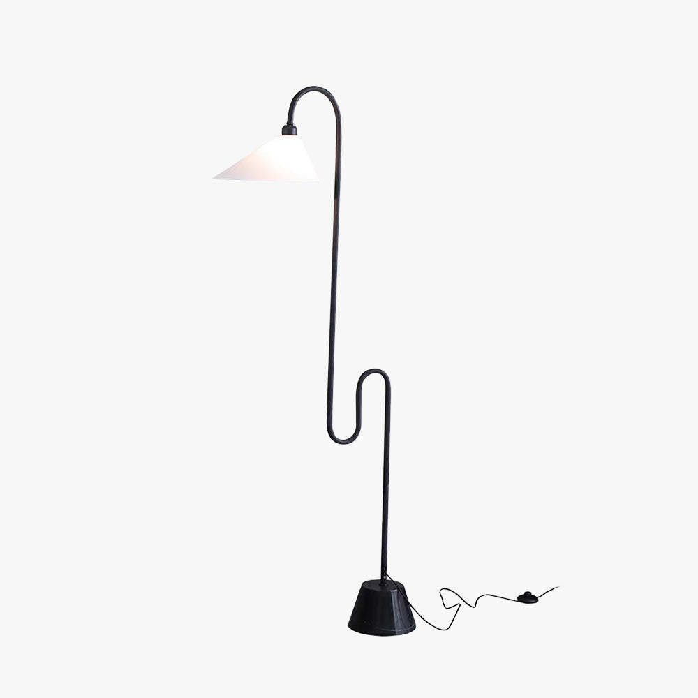 Salgado Design Gebogen LED Vloerlamp Wit Zwart Metaal Stof Woonkamer