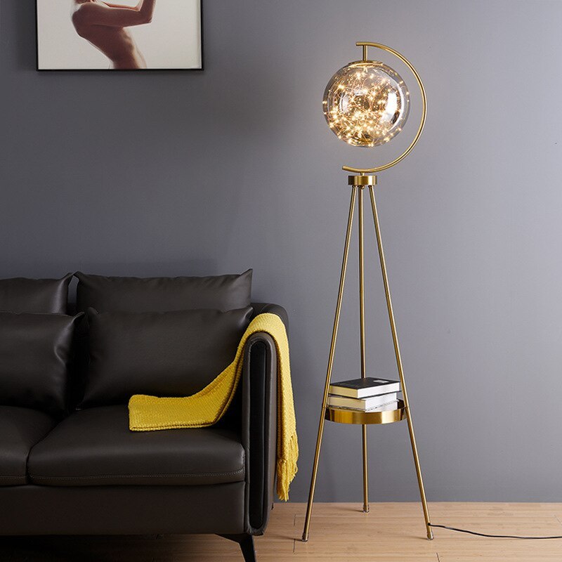 Kady Design Sterrenbol LED Vloerlamp Gouden/Zwart Metaal/Glas Woon/Kinder/Slaapkamer