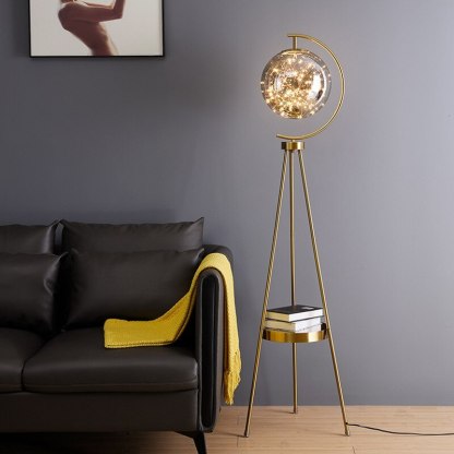 Kady Design Sterrenbol LED Vloerlamp Gouden/Zwart Metaal/Glas Woon/Kinder/Slaapkamer