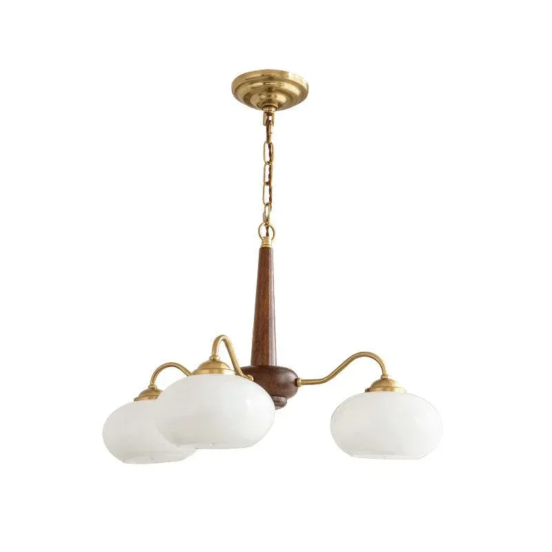 Vintage Wood Glass Chandelier Shades Living Dining Room | Las Sola