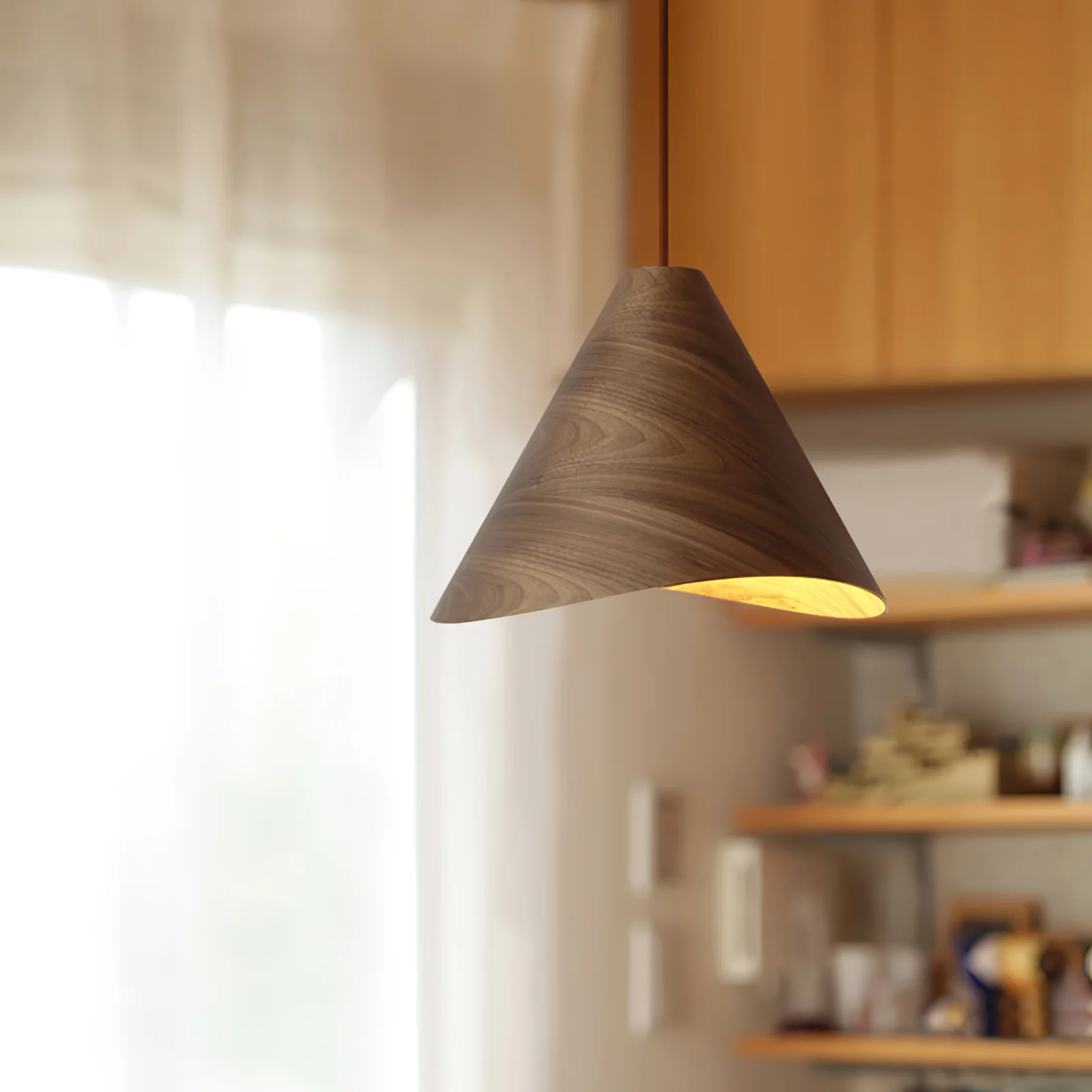 Muto Modern Conica Wood Pendant Light Dining Room Kitchen Island