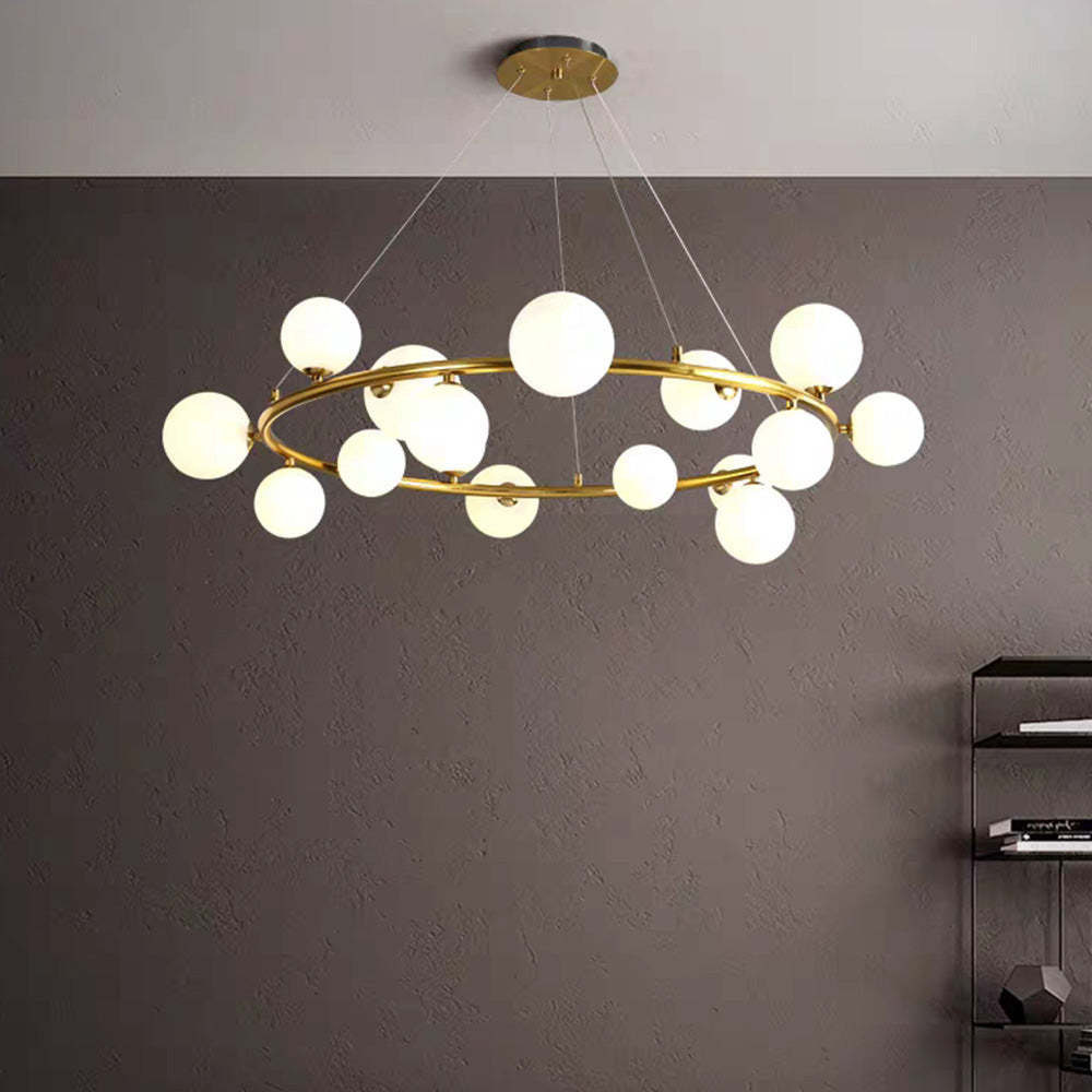 Valentina Moderne Design LED Glazen Bol Ring Kroonluchter Goud/Zwart Woonkamer/Slaapkamer