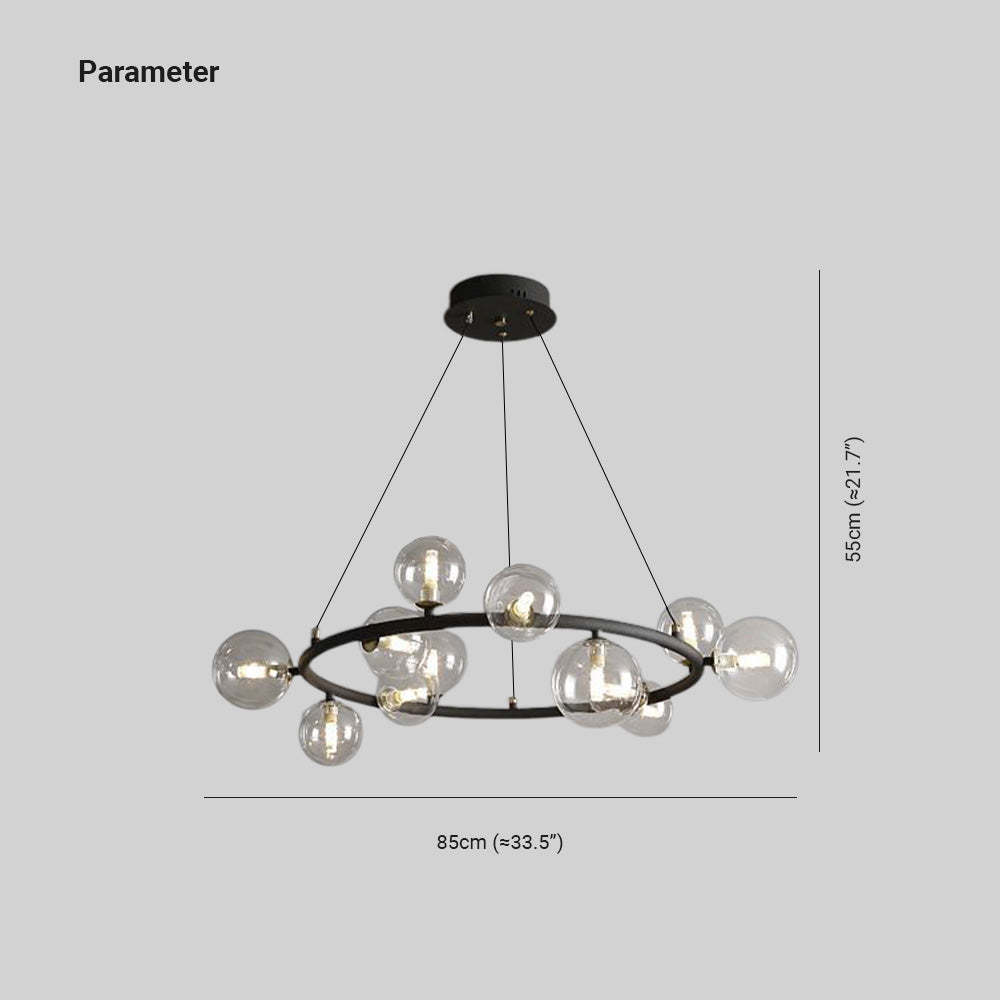 Valentina Moderne Design LED Glazen Bol Ring Kroonluchter Goud/Zwart Woonkamer/Slaapkamer
