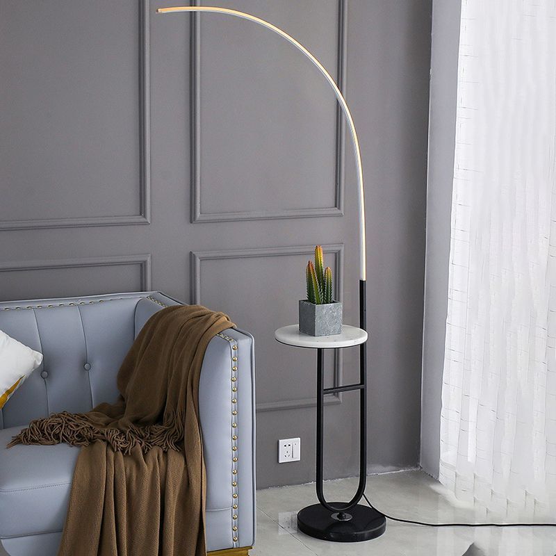 Edge Modern Nachtkastje Vloerlamp Zwart Marmer/Acryl
