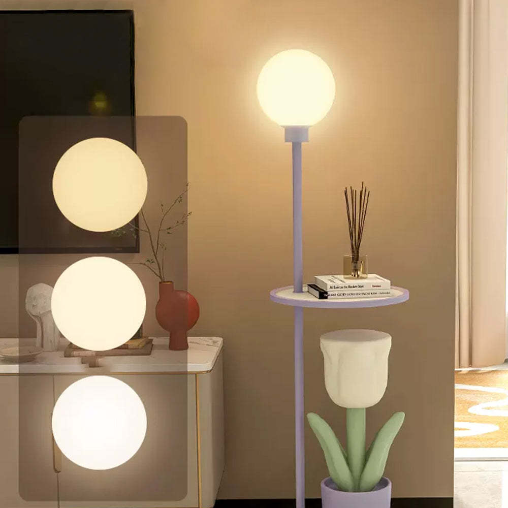 Lily Ronde LED Vloerlamp Geel Metaal Studeerkamer Slaapkamer