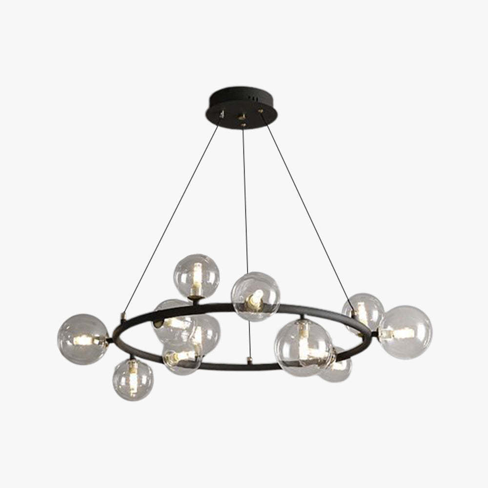 Valentina Moderne Design LED Glazen Bol Ring Kroonluchter Goud/Zwart Woonkamer/Slaapkamer