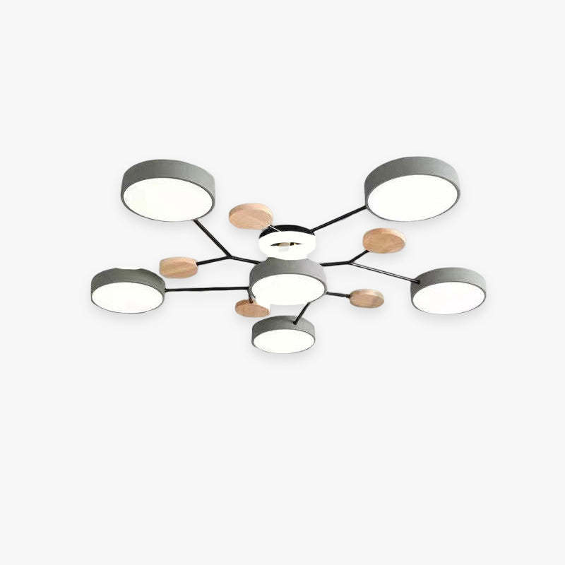 Sienna Ronde Moderne LED Plafondlampen Wit Grijs Groen Hout Metaal