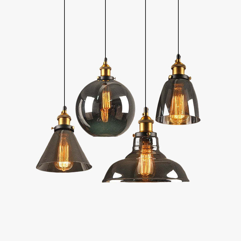 Levy Industriële Glazen Hanglamp Helder/Amber/Rookgrijs Woonkamer/Slaapkamer