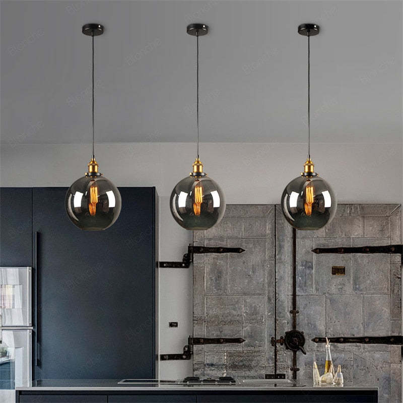 Levy Industriële Glazen Hanglamp Helder/Amber/Rookgrijs Woonkamer/Slaapkamer