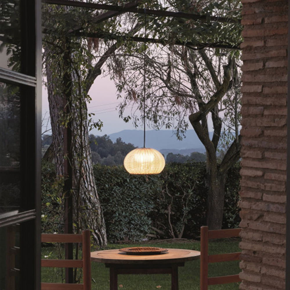 Ritta Design LED Hanglamp Metaal/Rattan Coffee/Beige Buiten