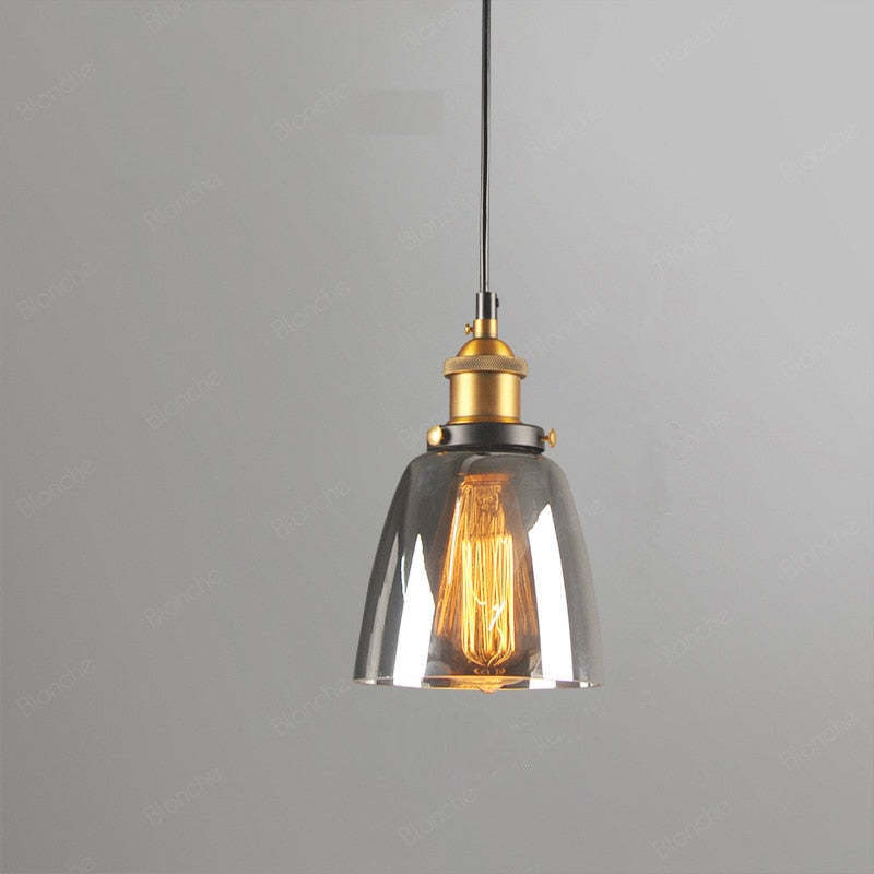 Levy Industriële Glazen Hanglamp Helder/Amber/Rookgrijs Woonkamer/Slaapkamer