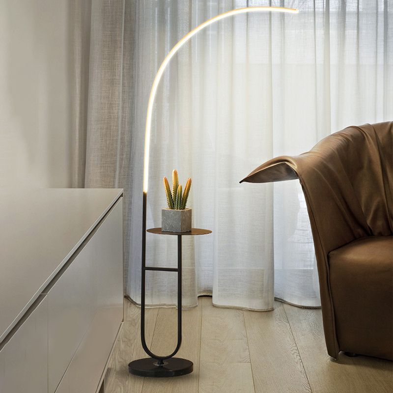 Edge Modern Nachtkastje Vloerlamp Zwart Marmer/Acryl