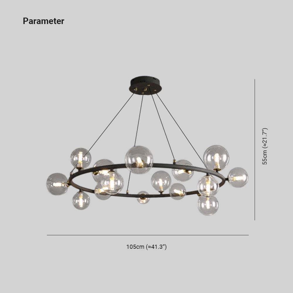 Valentina Moderne Design LED Glazen Bol Ring Kroonluchter Goud/Zwart Woonkamer/Slaapkamer