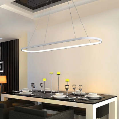 Edge Moderne Oval  LED Hanglamp Zwart/Wit/Goud  Metaal/Silicone Woon/Eetkamer