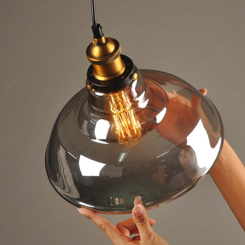 Levy Industriële Glazen Hanglamp Helder/Amber/Rookgrijs Woonkamer/Slaapkamer