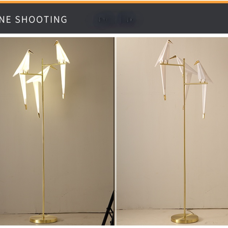 Clifford Design Bird LED Vloerlamp Goud Metaal Acryl Kinderkamer
