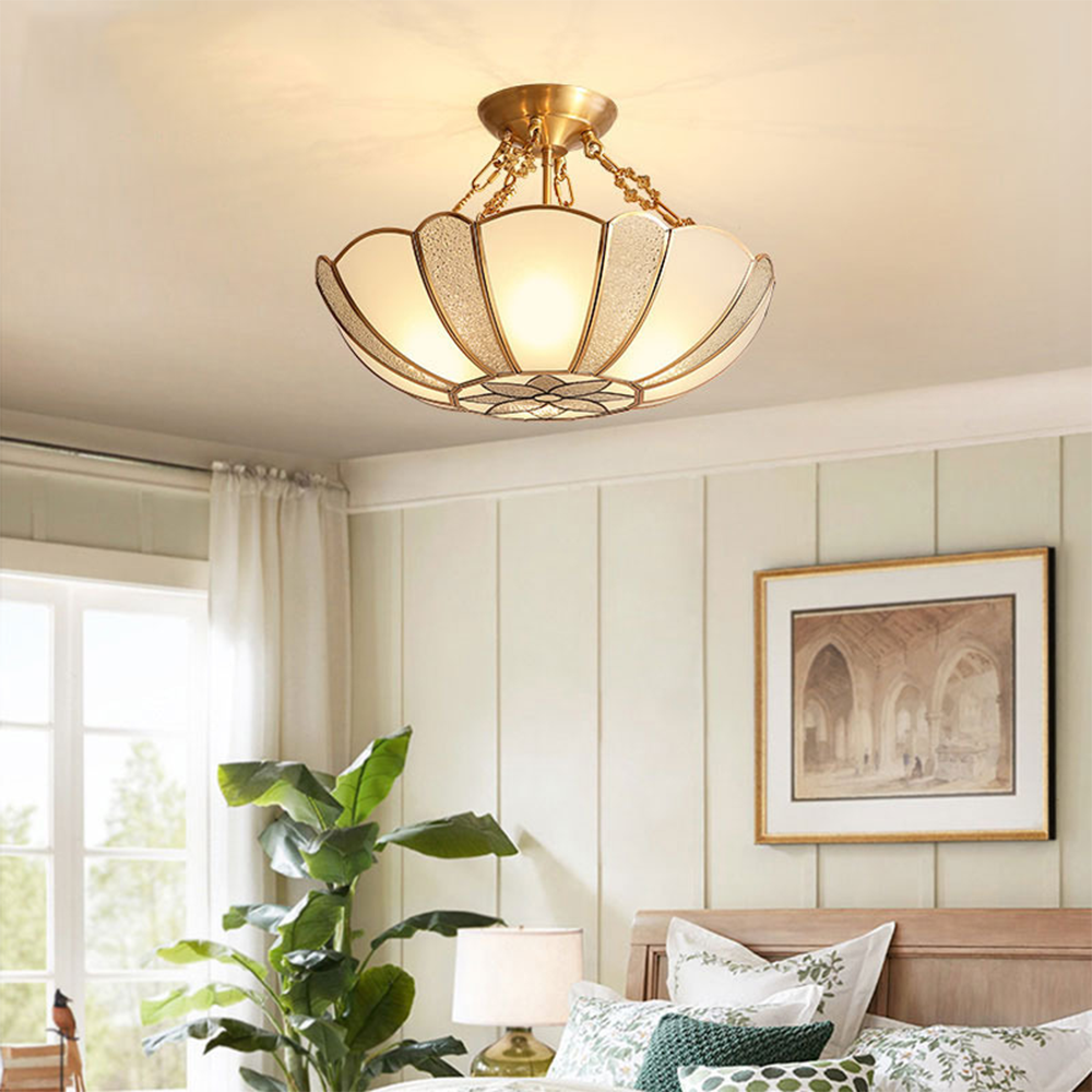Alessio Retro Bloem Inbouwmontage Plafondlamp Metaal Glas Slaapkamer