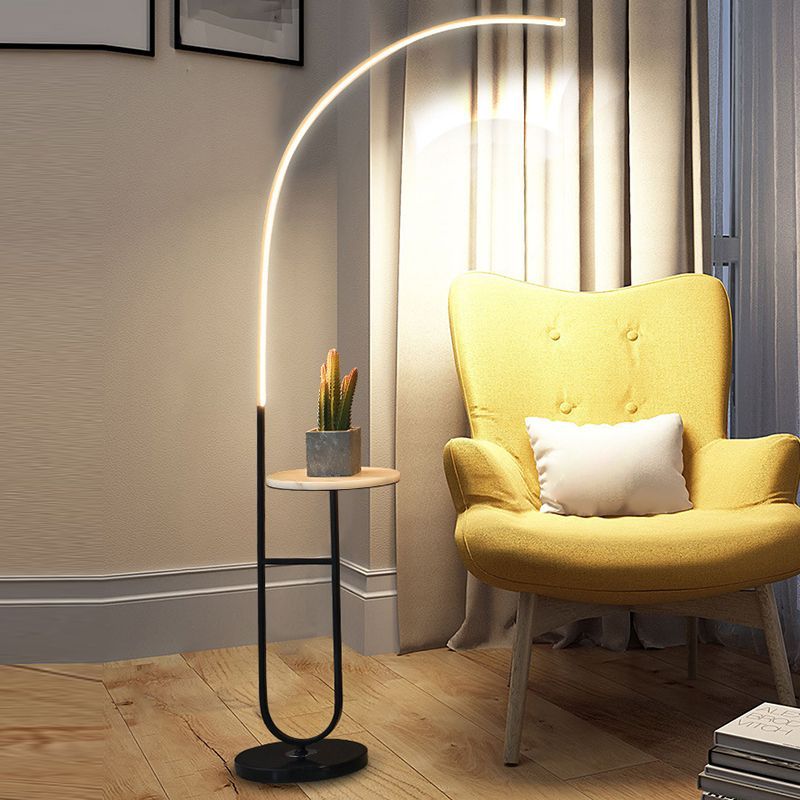 Edge Modern Nachtkastje Vloerlamp Zwart Marmer/Acryl