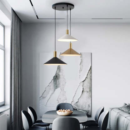 Carins Kegelvormig Design LED Hanglampen Zwart Wit Goud Metaal Eetkamer