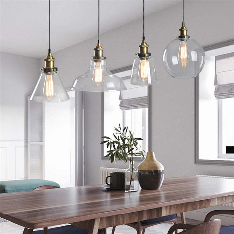 Levy Industriële Glazen Hanglamp Helder/Amber/Rookgrijs Woonkamer/Slaapkamer