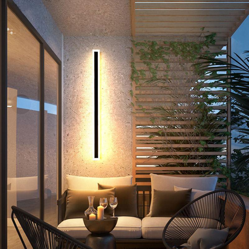 Edge Moderne Minimalistische Lineaire Metalen LED Wandlamp Buiten, Zwart/Wit