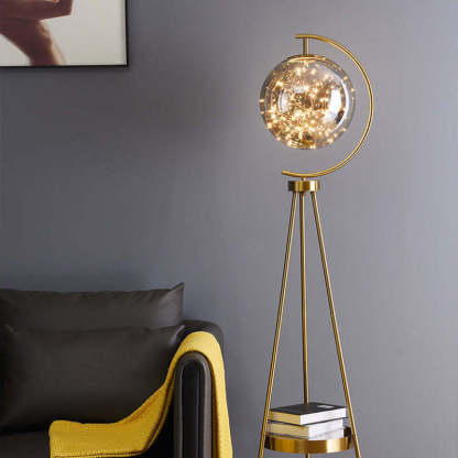 Kady Design Sterrenbol LED Vloerlamp Gouden/Zwart Metaal/Glas Woon/Kinder/Slaapkamer