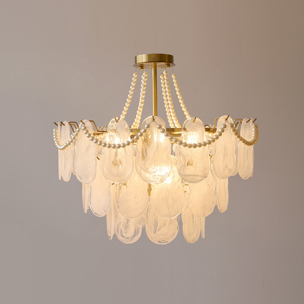 Kirsten Moderne Hanglamp Elegante Parel/Glas/Metaal Kroonluchter Wit Woon/Slaap/Eetkamer