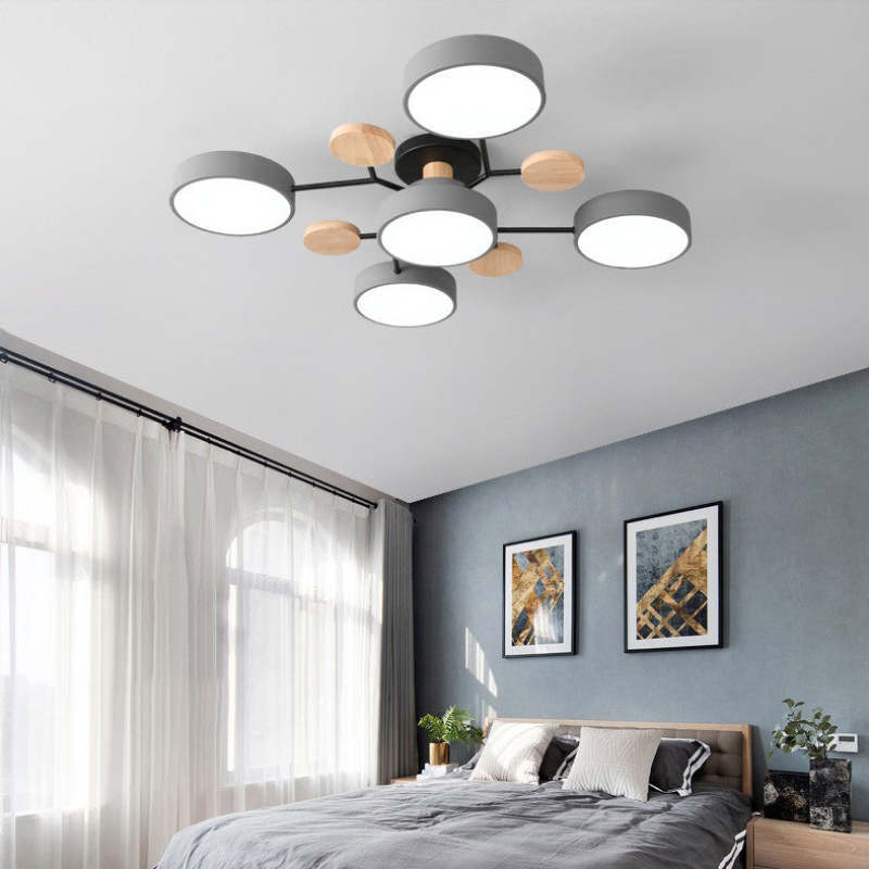 Sienna Ronde Moderne LED Plafondlampen Wit Grijs Groen Hout Metaal