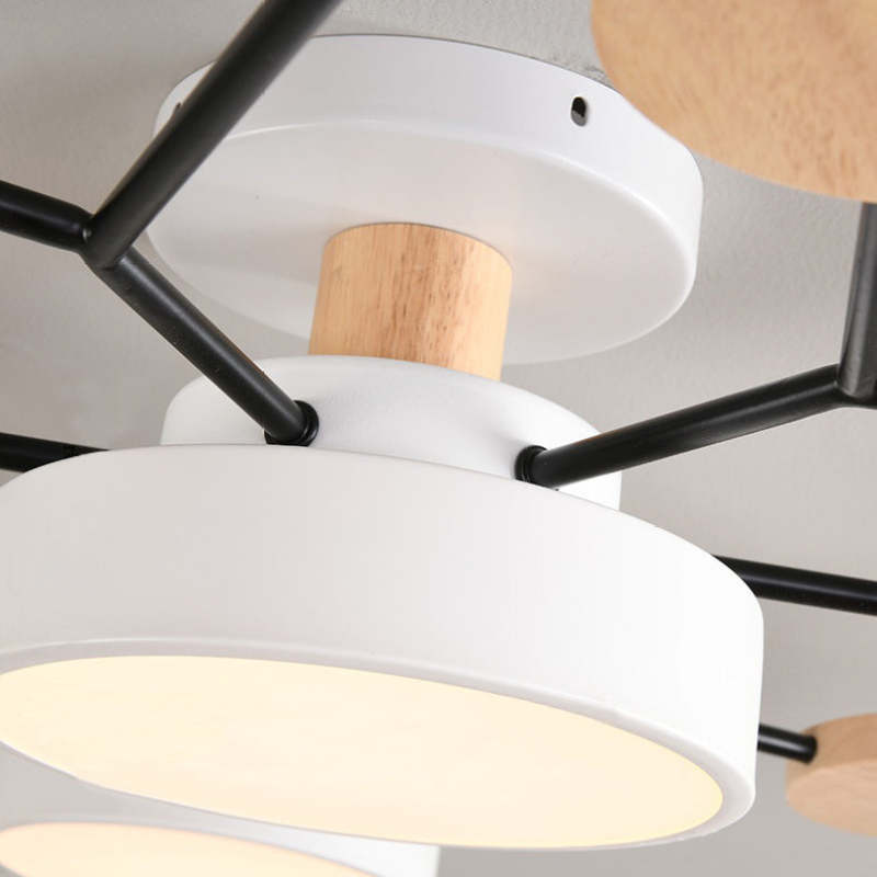 Sienna Ronde Moderne LED Plafondlampen Wit Grijs Groen Hout Metaal
