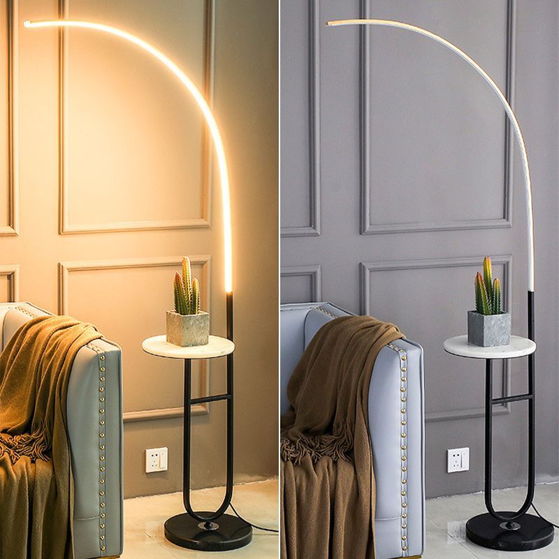 Edge Modern Nachtkastje Vloerlamp Zwart Marmer/Acryl