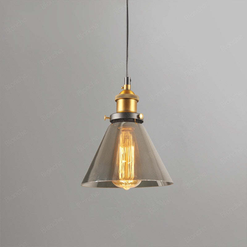 Levy Industriële Glazen Hanglamp Helder/Amber/Rookgrijs Woonkamer/Slaapkamer