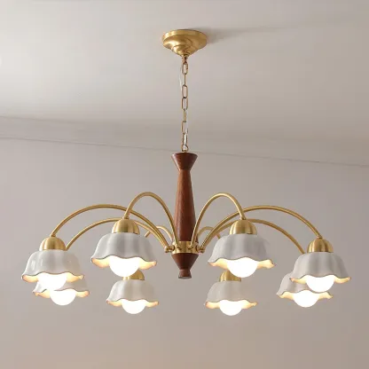 Valentina Vintage Brass Glass Chandelier Shades Living Dining Room