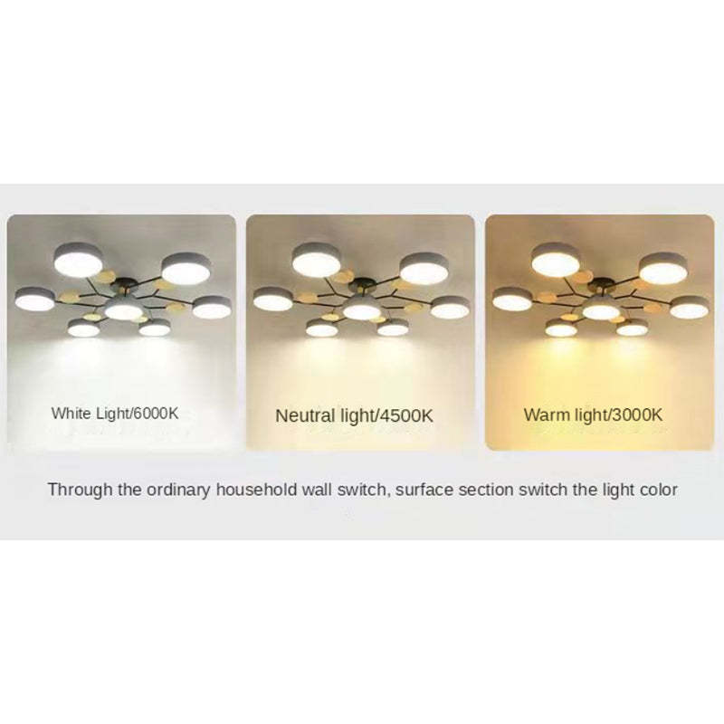 Sienna Ronde Moderne LED Plafondlampen Wit Grijs Groen Hout Metaal