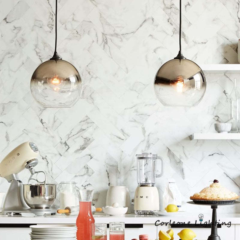 Levy Modern Sferisch Hanglampen Goud Zilver Glass Woonkamer