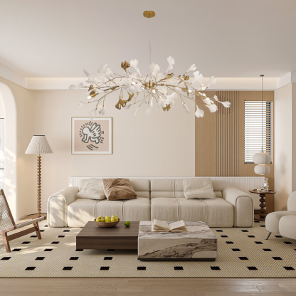 Olivia Moderne Design LED Kroonluchter Wit Gouden Metaal Woonkamer