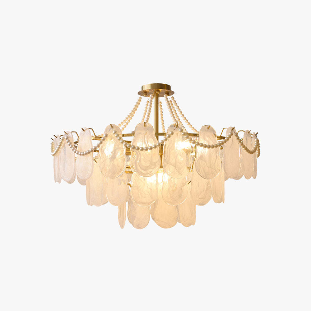 Kirsten Moderne Hanglamp Elegante Parel/Glas/Metaal Kroonluchter Wit Woon/Slaap/Eetkamer