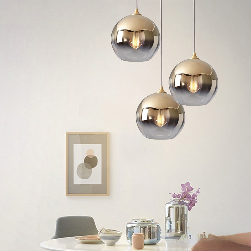Levy Modern Sferisch Hanglampen Goud Zilver Glass Woonkamer