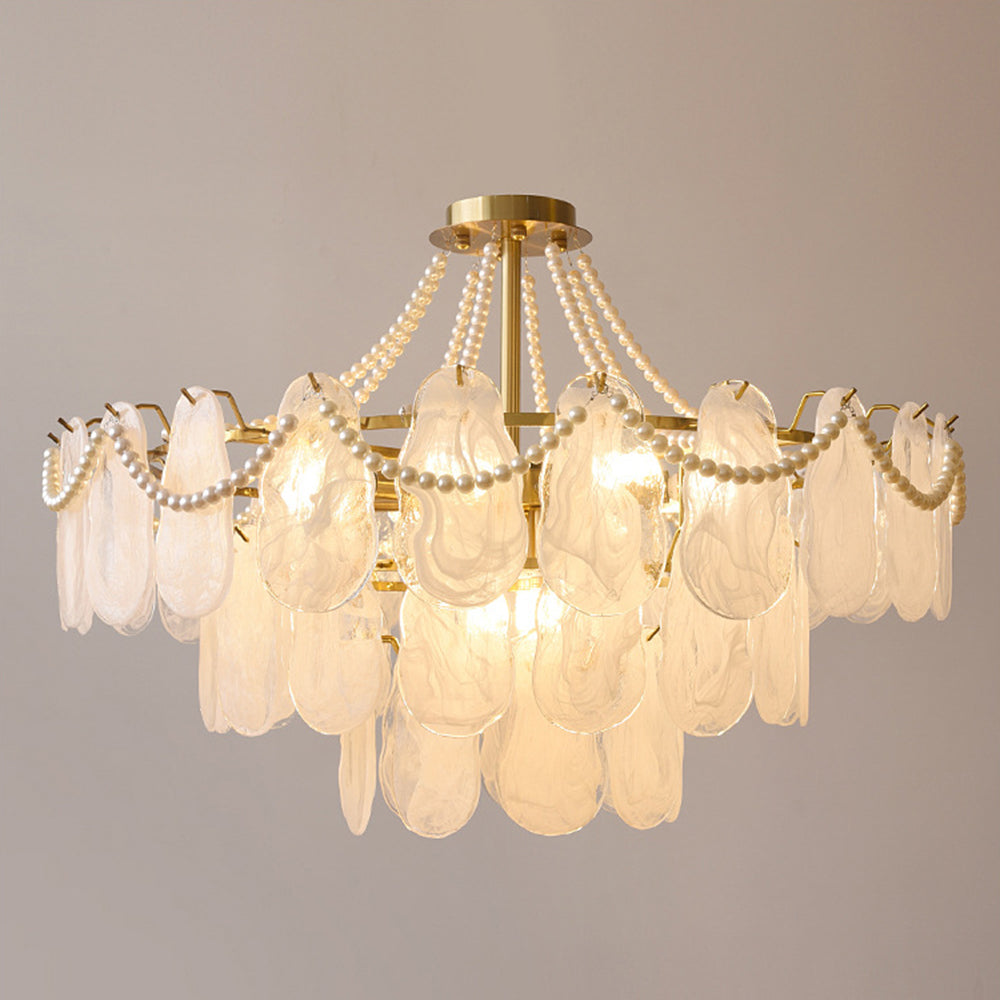 Kirsten Moderne Hanglamp Elegante Parel/Glas/Metaal Kroonluchter Wit Woon/Slaap/Eetkamer