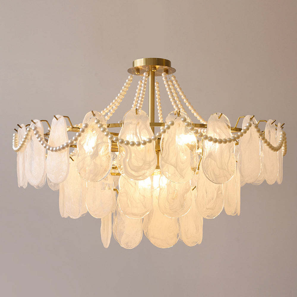 Kirsten Moderne Hanglamp Elegante Parel/Glas/Metaal Kroonluchter Wit Woon/Slaap/Eetkamer