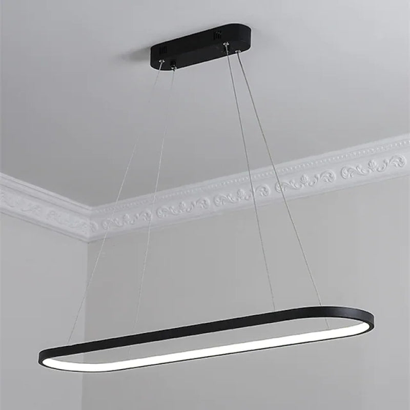 Edge Moderne Oval  LED Hanglamp Zwart/Wit/Goud  Metaal/Silicone Woon/Eetkamer