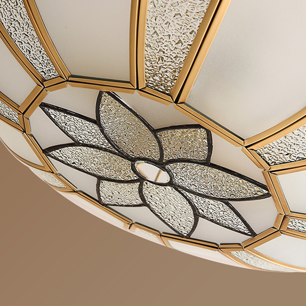 Alessio Retro Bloem Inbouwmontage Plafondlamp Metaal Glas Slaapkamer