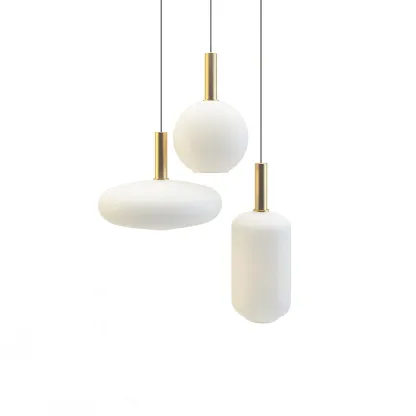 Hailie Minimalism Brass Glass Pendant Light Bedroom  Dining Room
