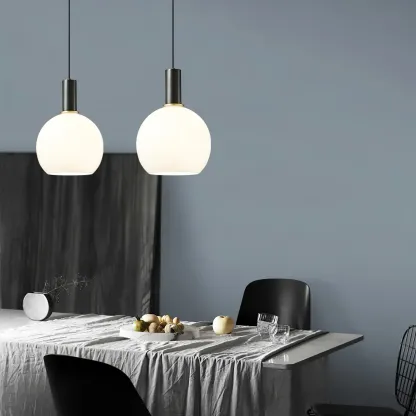 Hailie Minimalism Brass Glass Pendant Light Bedroom  Dining Room